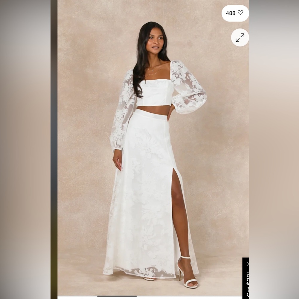 Outstanding Perfection White Floral Burnout Two-Piece Set Maxi Dress